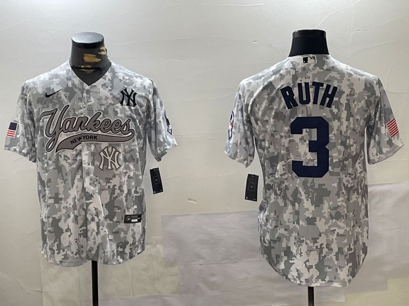 Men New York Yankees #3 Ruth Camo Joint Name 2024 Nike MLB Jersey style 4